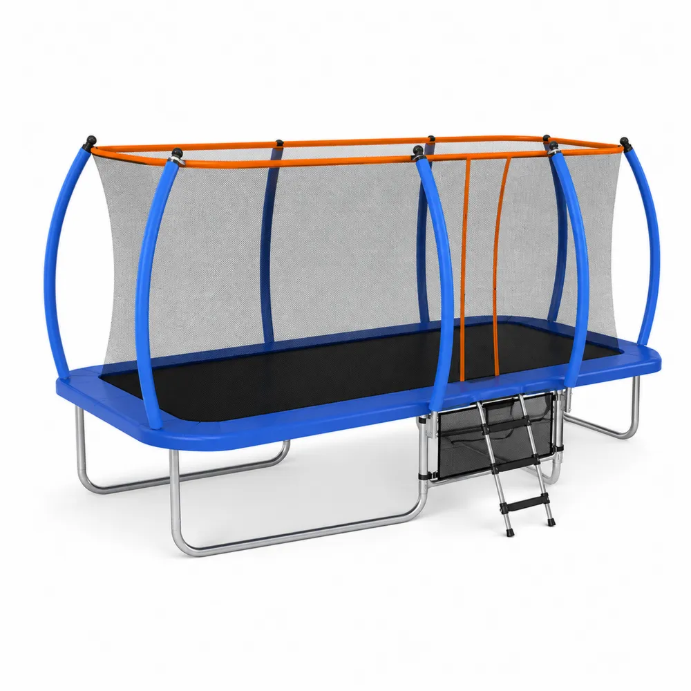 Trampolino rettangolare in acciaio con rete di sicurezza 400 x 200 cm