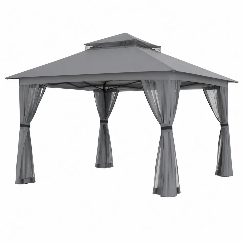 Gazebo da Giardino in Acciaio con Tetto in Poliestere
