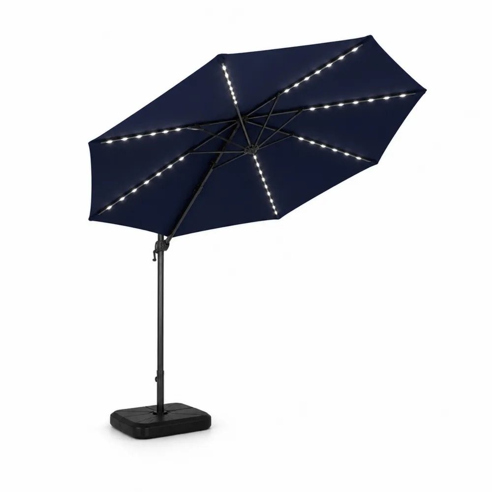Ombrellone con luci LED, Poliestere Blu, 3m