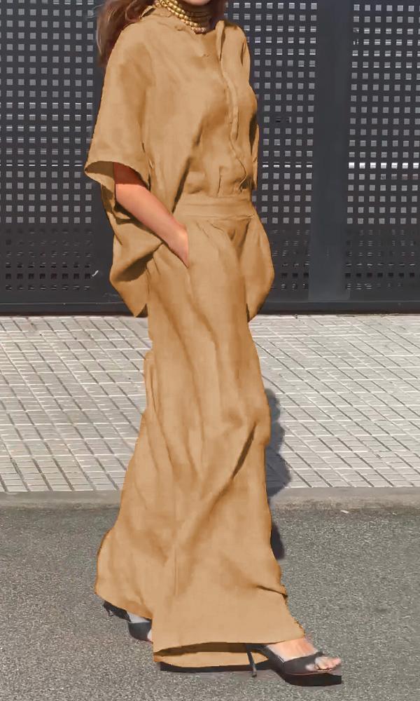 Casual Linen Shirt And Trousers Two-Piece Set