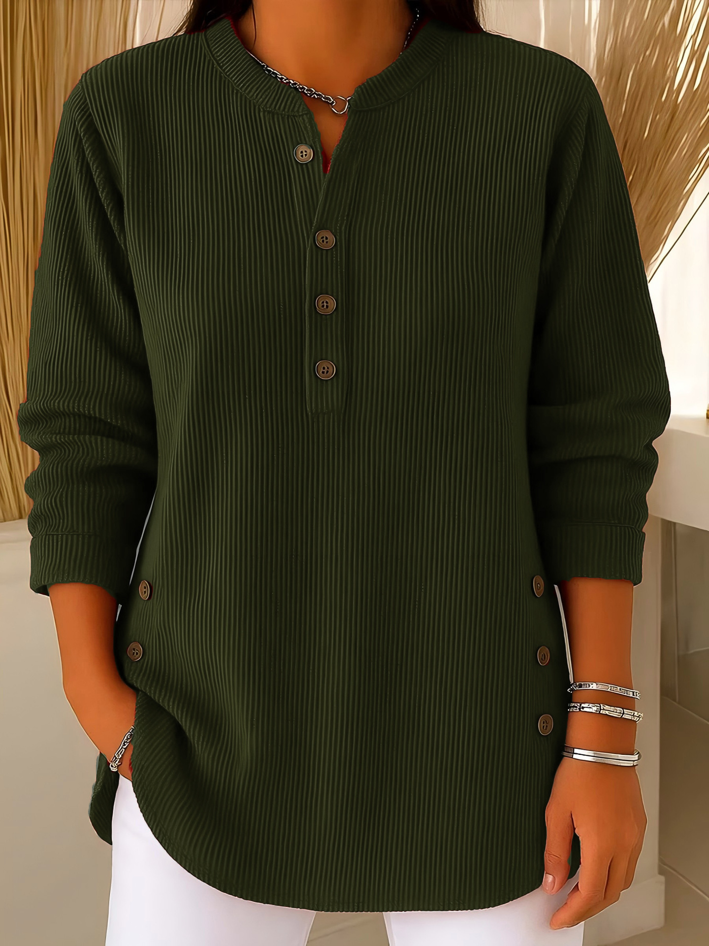 CLEARANCE SALE🔥 Women's Casual Solid Crew Neck Loose Knit Pullover