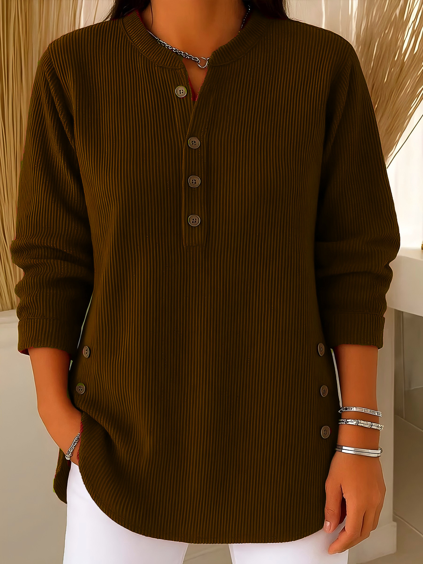 CLEARANCE SALE🔥 Women's Casual Solid Crew Neck Loose Knit Pullover
