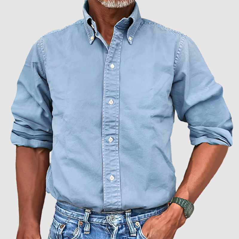 CLEARANCE Men's Vintage Premium Washed Long Sleeve Shirt