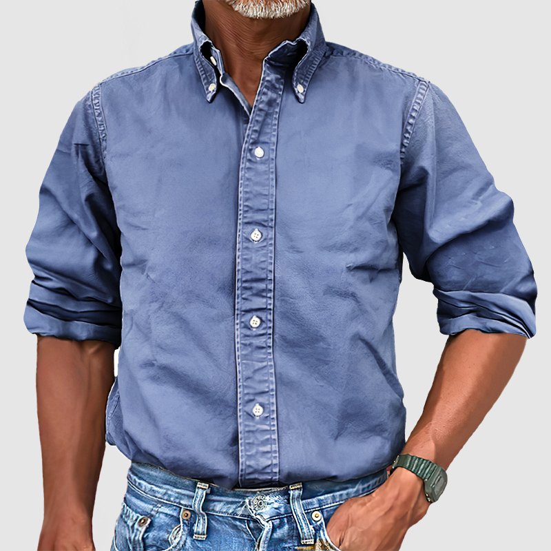CLEARANCE Men's Vintage Premium Washed Long Sleeve Shirt