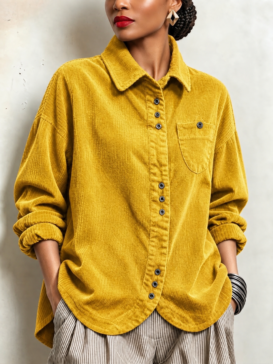 🔥 50% OFF – Women’s Chic Casual Corduroy Shirt | Relaxed Fit, Timeless Style