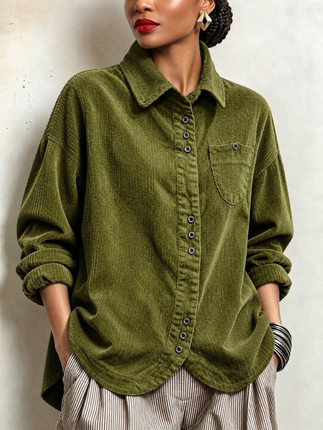 🔥 50% OFF – Women’s Chic Casual Corduroy Shirt | Relaxed Fit, Timeless Style