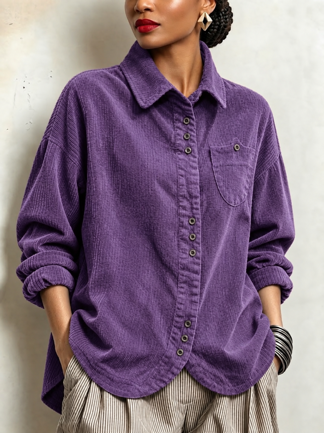 🔥 50% OFF – Women’s Chic Casual Corduroy Shirt | Relaxed Fit, Timeless Style