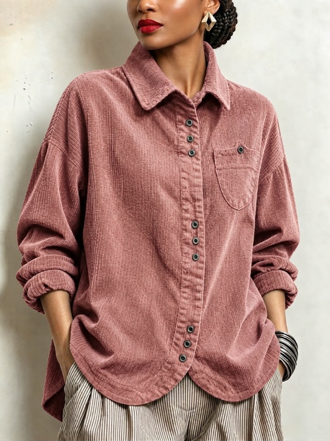 🔥 50% OFF – Women’s Chic Casual Corduroy Shirt | Relaxed Fit, Timeless Style
