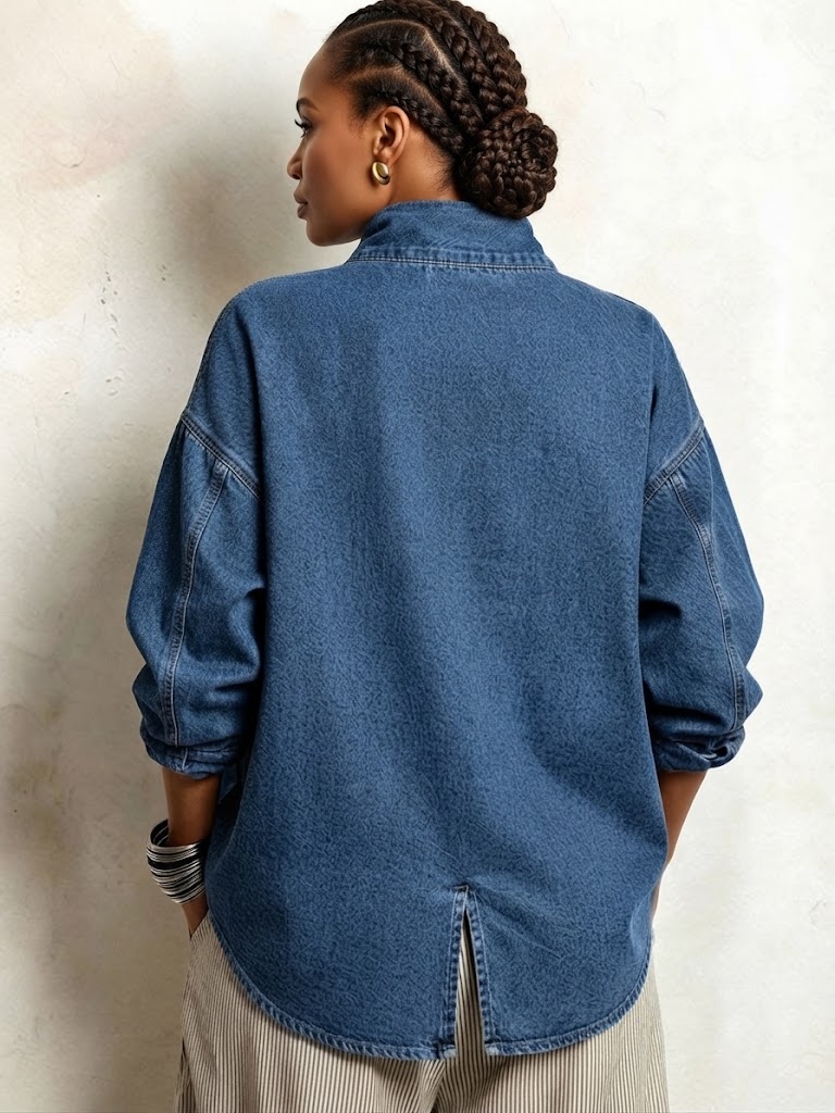 Chic Oversized Asymmetrical Denim Shirt