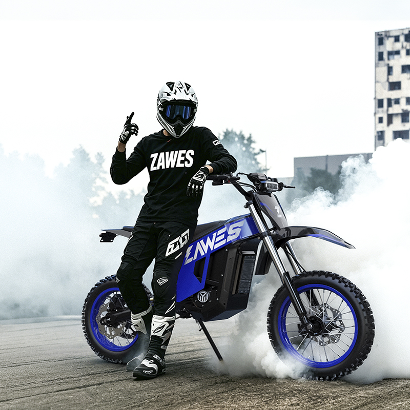 Zawes GT1 Offroad Elektro Dirt Bike mit 5400W Motor, 60V 28Ah Batterie, 80 km/h Höchstgeschwindigkeit, 90 km Reichweite und 14"/12" Reifen