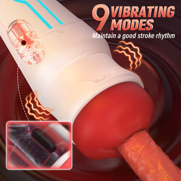 👑👑Soren City Lights Red Sucking Mouth Vibrating Male Stroker