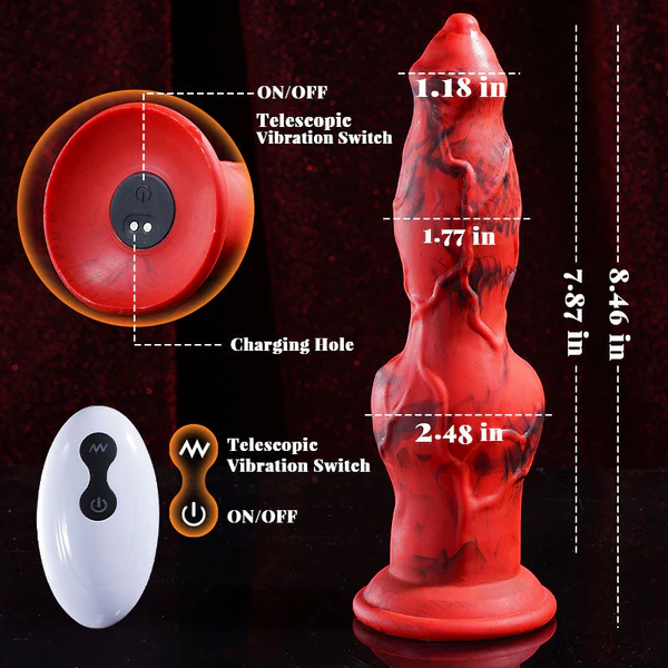 👑Heating 8 Telescopic Vibrations Knotted Beastly Dildo💖