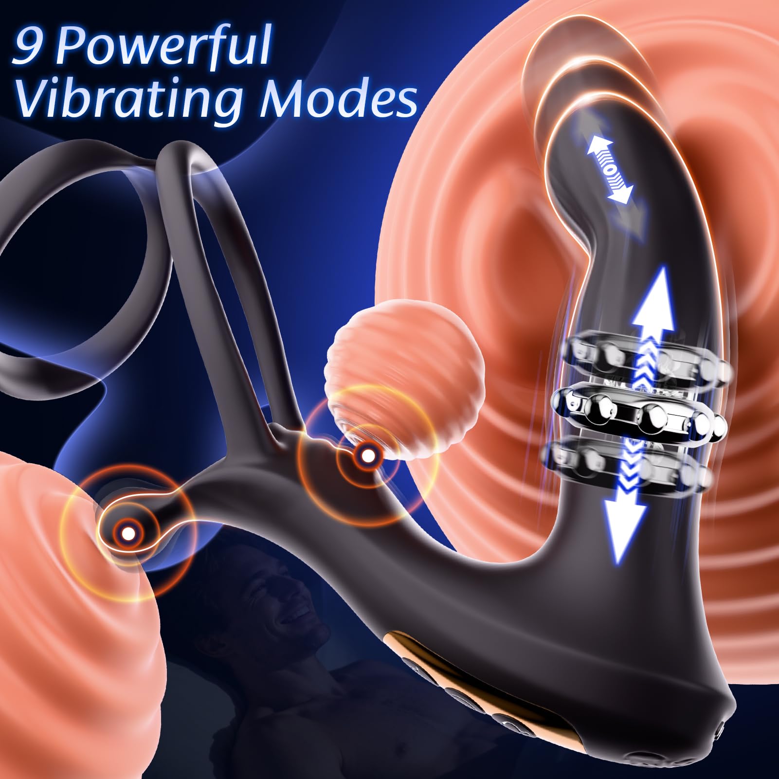 🔥Brandneues, per App steuerbares Prostata-Massagegerät, Analspielzeug mit Gleitring, Analplug-Penisring mit 9 Vibrationsstufen.💪