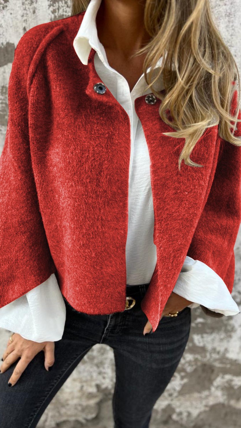 NEW IN- 50% OFF🔥Women's Cotton Woolen Round Neck Woolen Long Sleeve Coat
