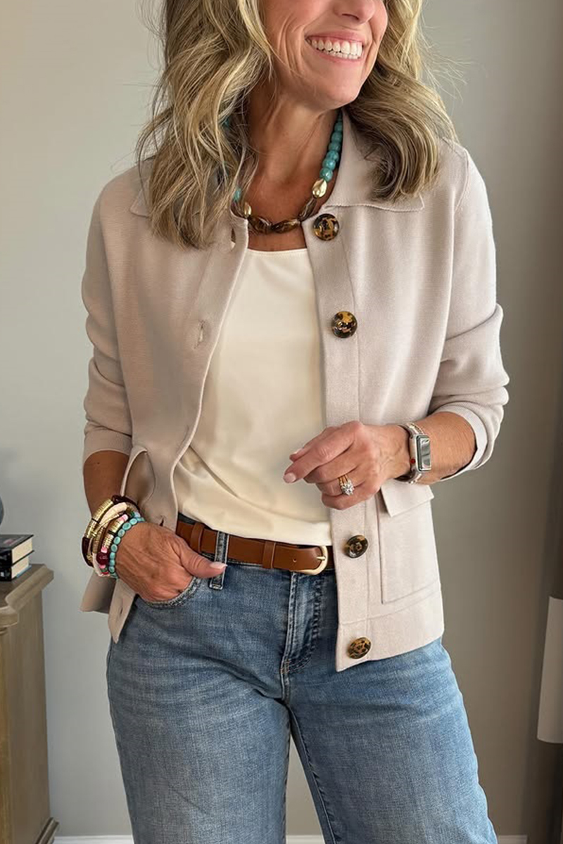 New Arrivals🔥 Casual Lapel Pocket Solid Color Jacket