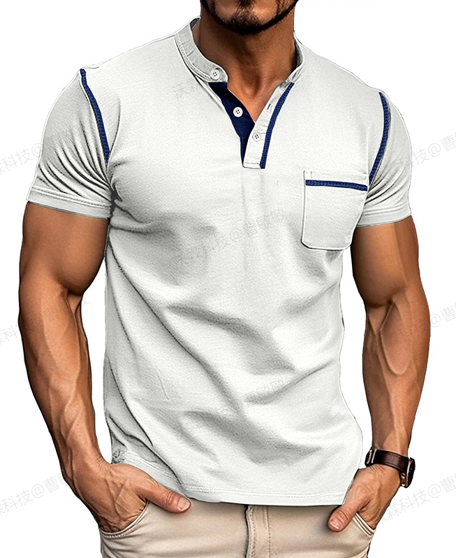 Men's Fashion Cotton Short Sleeve Henley Shirt