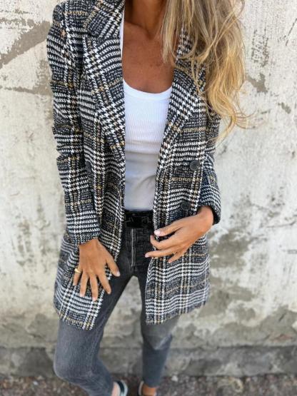 CLEARANCE SALE🔥 Plaid Lapel Blazer Coat