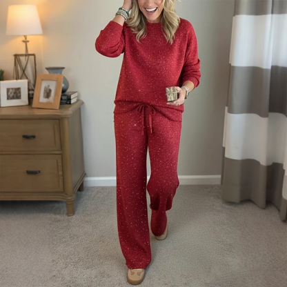 Women's Glitter Pullover Sweater & Pants 2-Piece Set