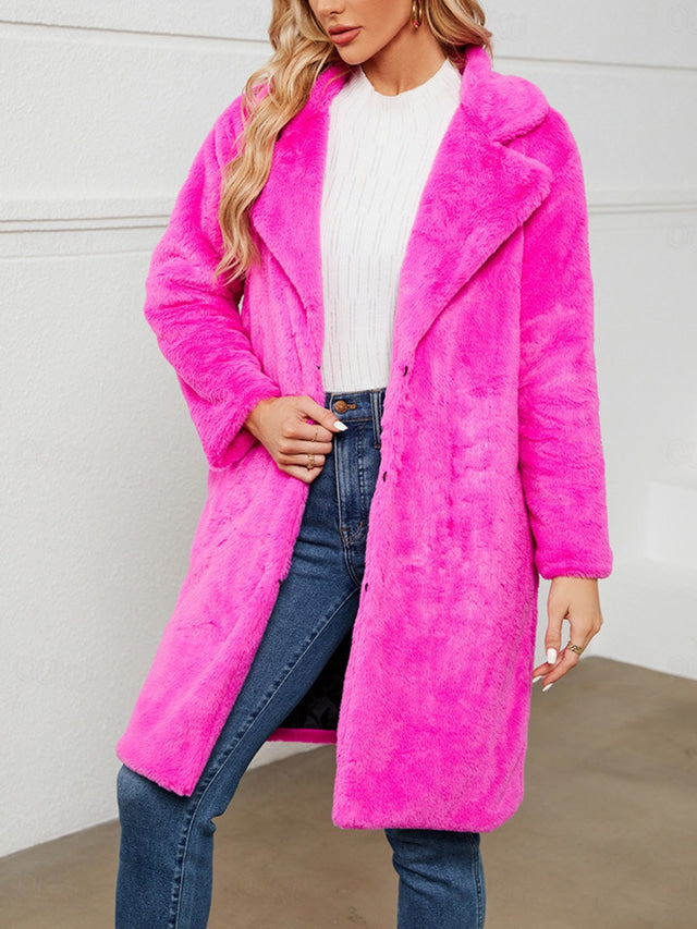 Women's Winter Fleece Sherpa Jacket Windproof Long Teddy Coat