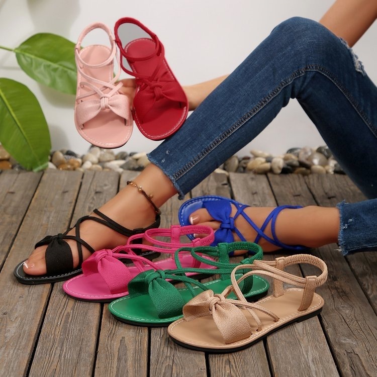 Women's Elegant Bow Strappy Flats