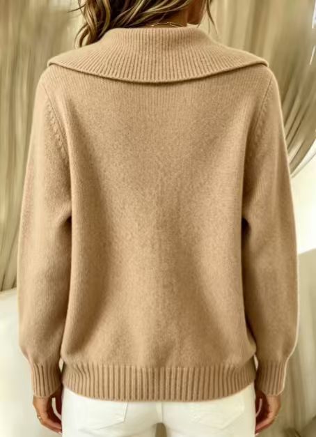 Women's Lapel Collar Button Front Knit Cardigan Sweater Cozy Fall Winter Long Sleeve Top