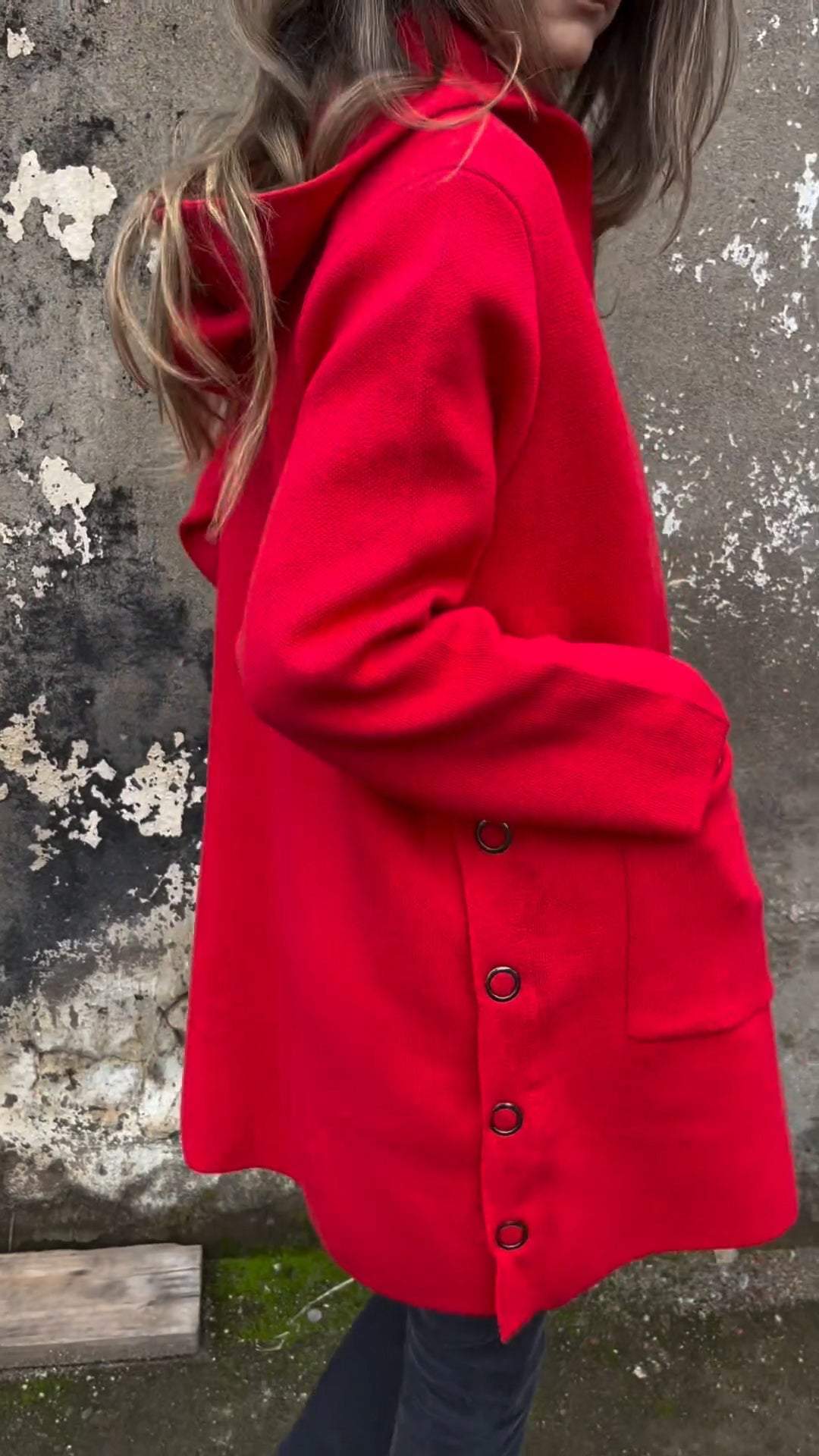 CLEARANCE SALE🔥Women's Hooded Long-sleeved Side Button Design Casual Jacket