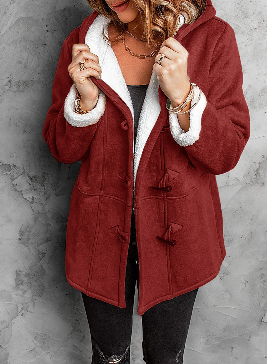 Women's Casual Wool Hooded Coat