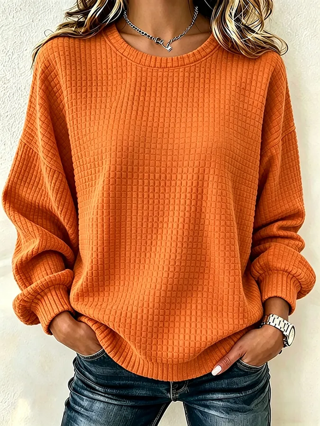 Women Plain Crew Neck Casual Spring/Fall Long Sleeve Sweatshirt