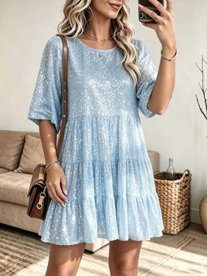 Women's Sequin Tiered A-Line Mini Dress