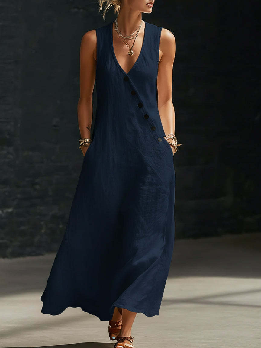 Button-Up Maxi Dress — Comfortable Minimalist Everyday Wear