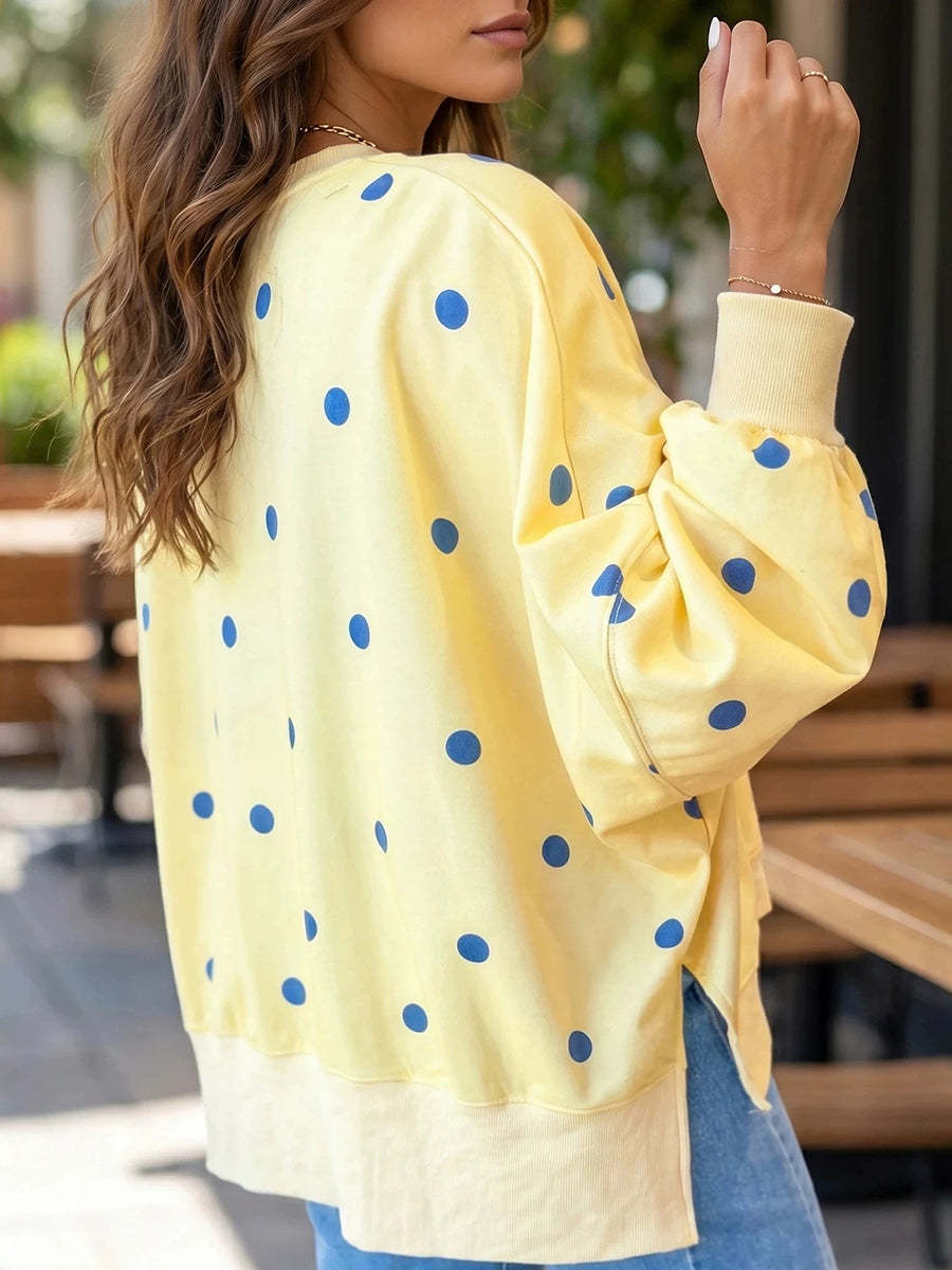 Chic Sunshine Polka Dot Sweatshirt