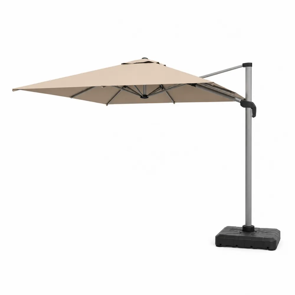 Ombrellone a braccio laterale in alluminio e poliestere beige 3 m