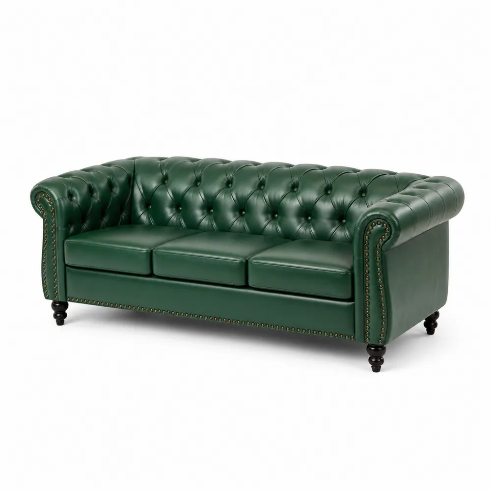Divano Chesterfield 3 Posti Pelle Verde