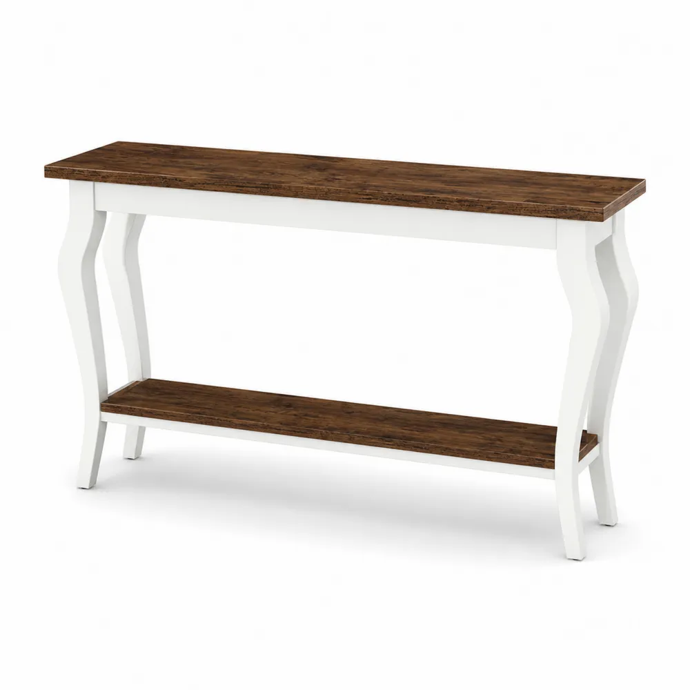 Consolle Rettangolare in Legno con Ripiano Inferiore