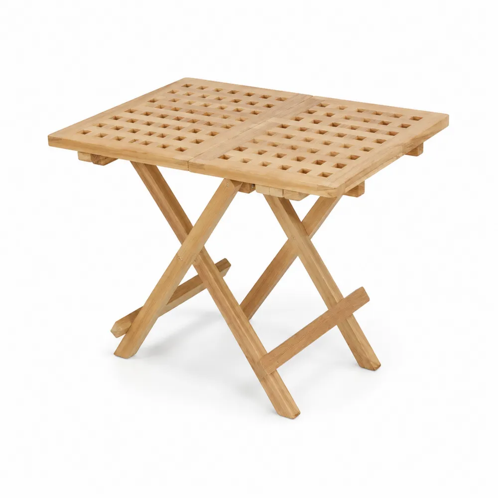 Tavolino pieghevole in legno di acacia 50x50x45 cm