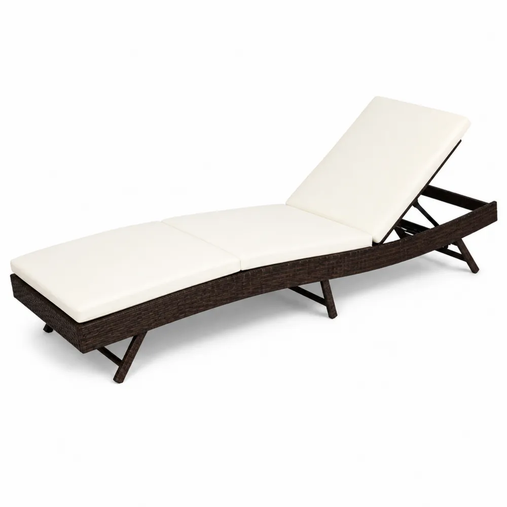 Sdraio in Rattan Sintetico Regolabile con Cuscini