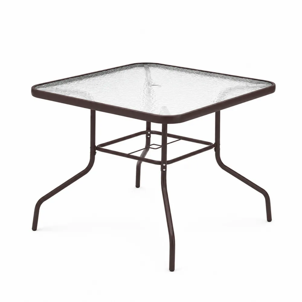 Tavolo quadrato in vetro temperato e acciaio 80x80 cm
