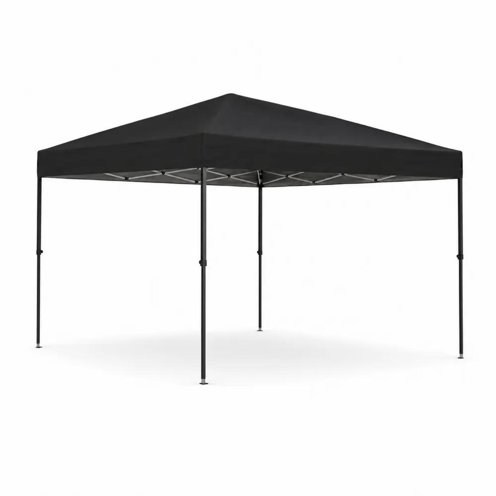 Gazebo Pieghevole 3x3 m in Acciaio e Poliestere Nero