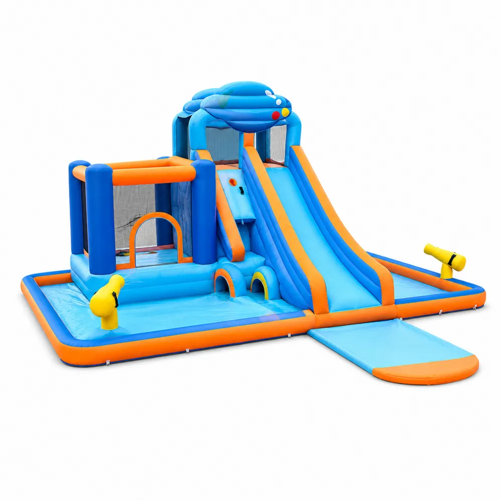 Scivolo Acquatico Gonfiabile in PVC Blu e Arancione 450x320x240 cm