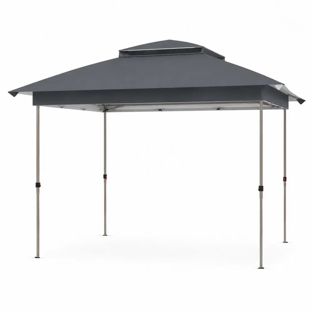 Gazebo in Poliestere e Acciaio Grigio 300x400 cm