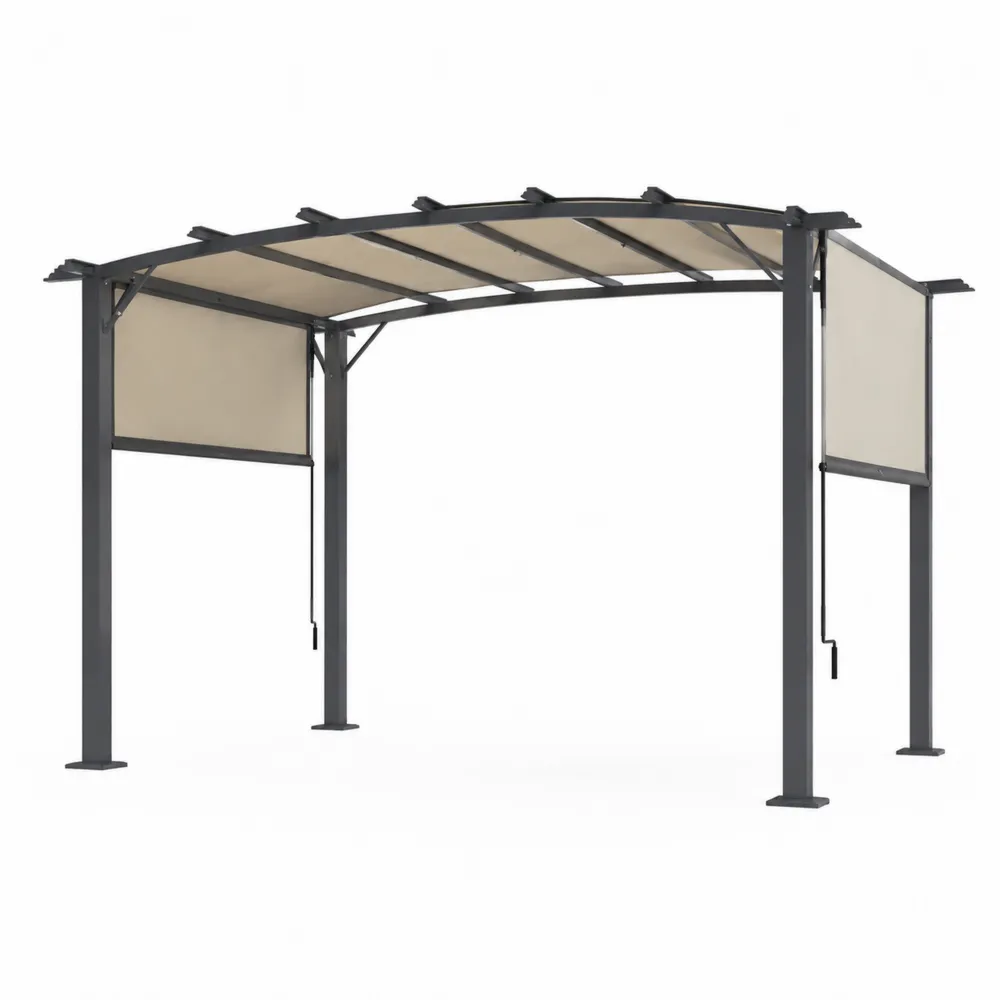 Pergolato in Acciaio con Copertura in Tessuto Poliestere 400x300 cm