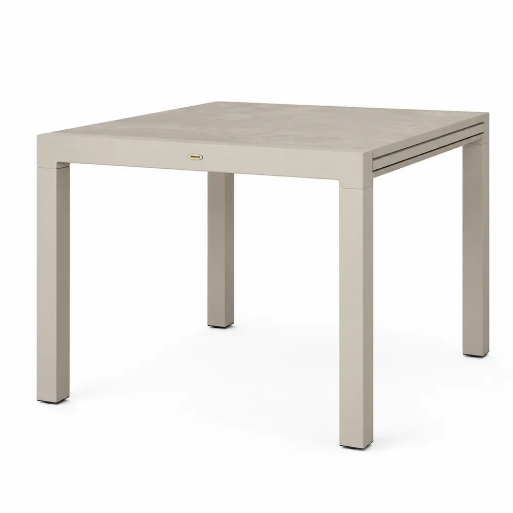 Tavolo quadrato da esterno in alluminio beige 90x90x75 cm