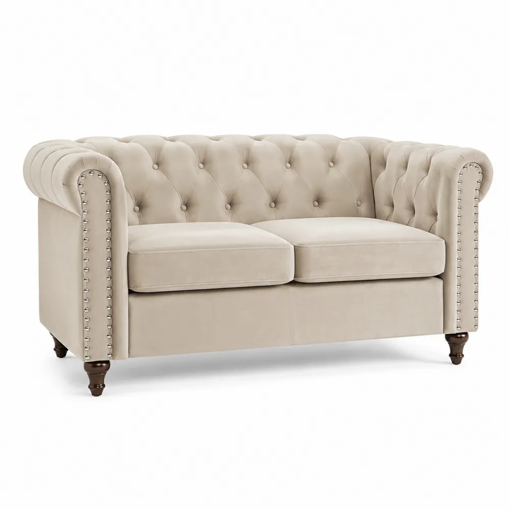 Divano a 2 posti in velluto beige