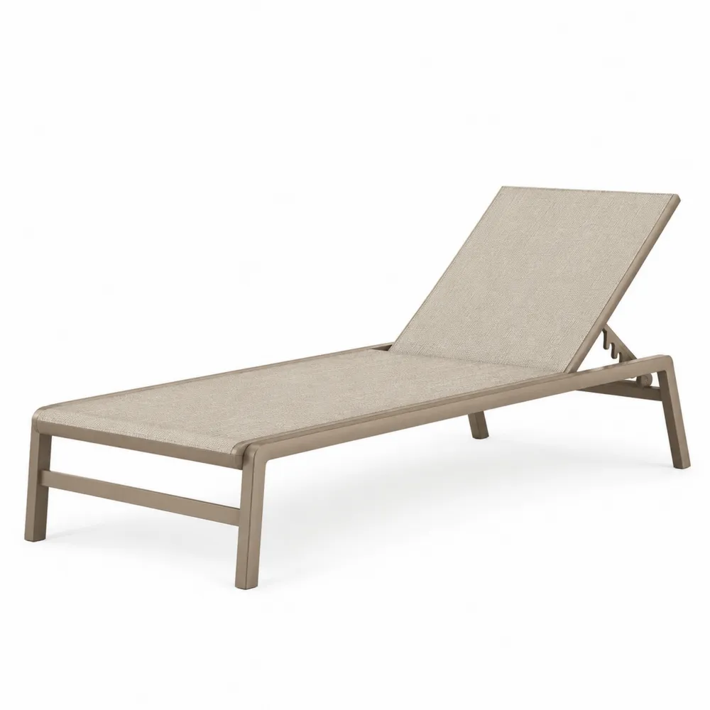 Sdraio da Esterno in Alluminio e Tessuto Beige 190x65x35 cm