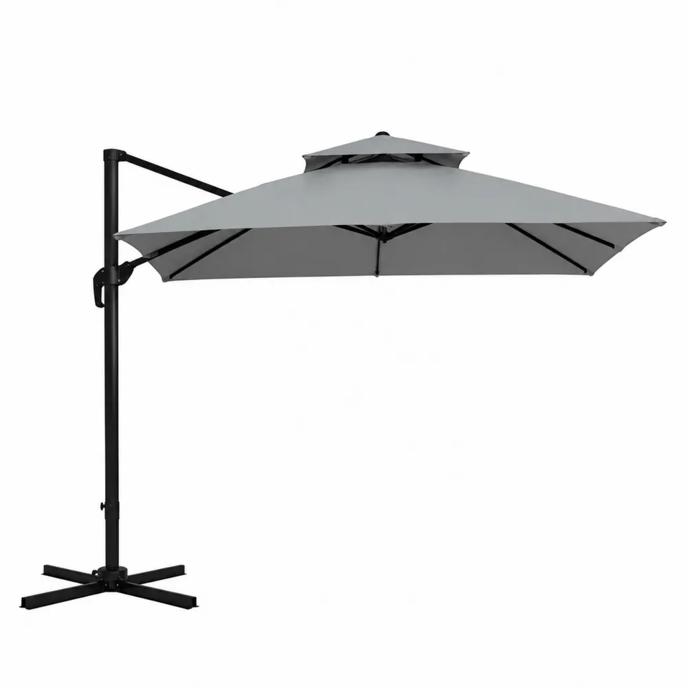 Ombrellone in Alluminio con Telo in Poliestere Grigio 3m