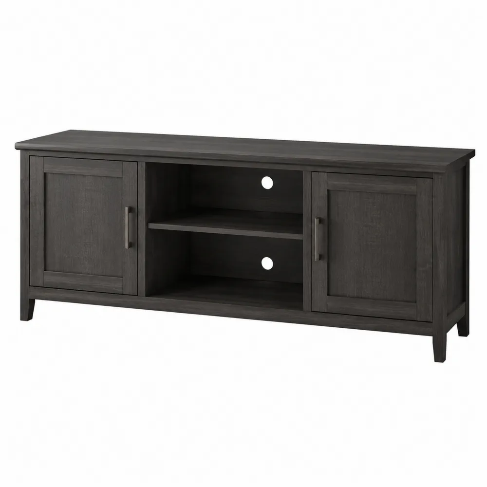 Mobile TV in Legno MDF con Ante e Ripiani Grigio Scuro 140x40x55 cm