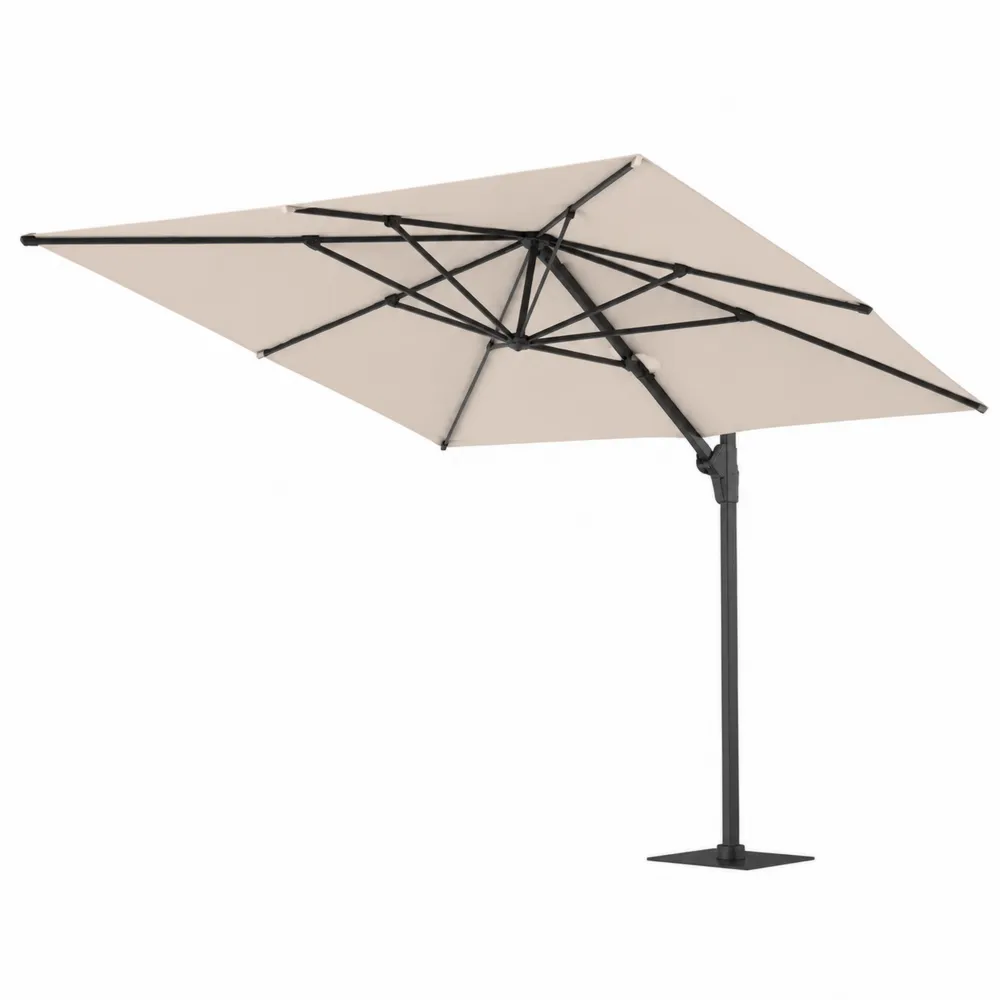 Ombrellone a braccio in alluminio e poliestere beige 3x2m