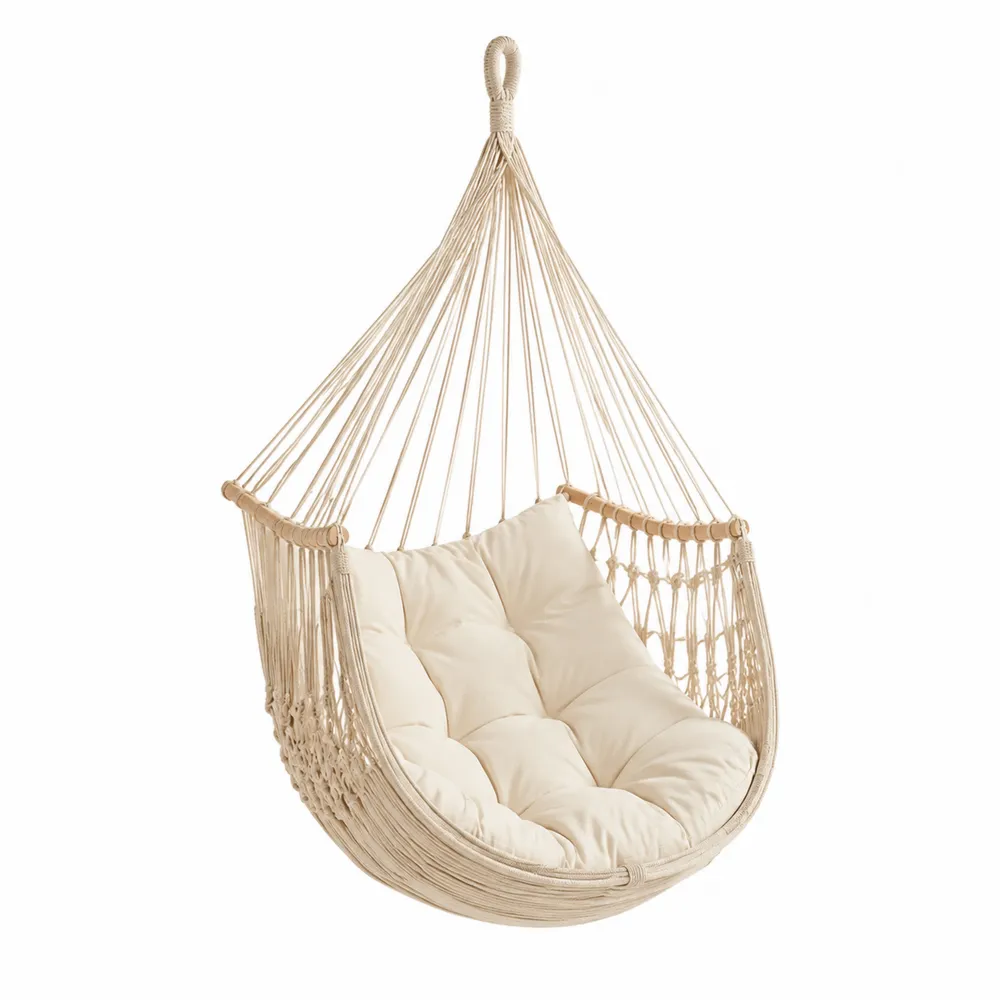 Poltrona Sospesa in Cotone con Cuscino Crema