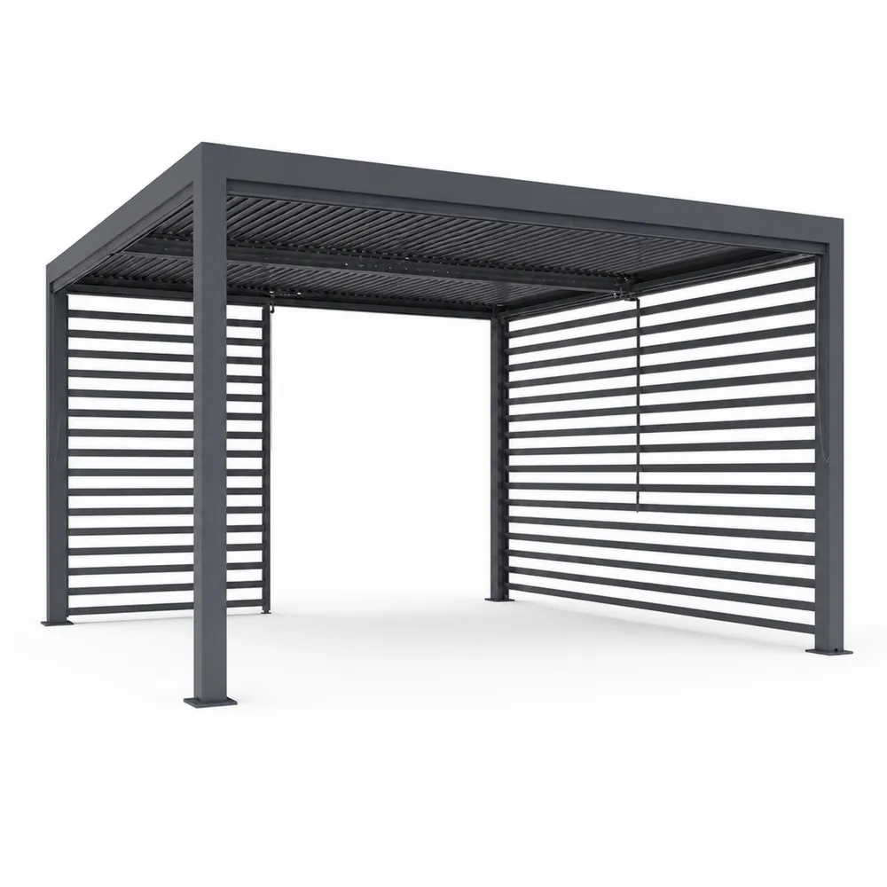 Pergola in alluminio con lamelle regolabili grigio