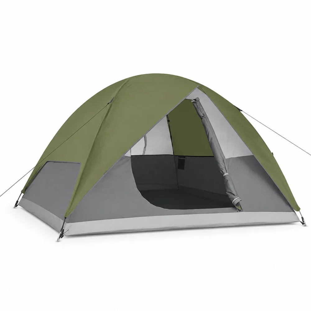 Tenda Dome 2-3 Persone Poliestere Verde/Grigio